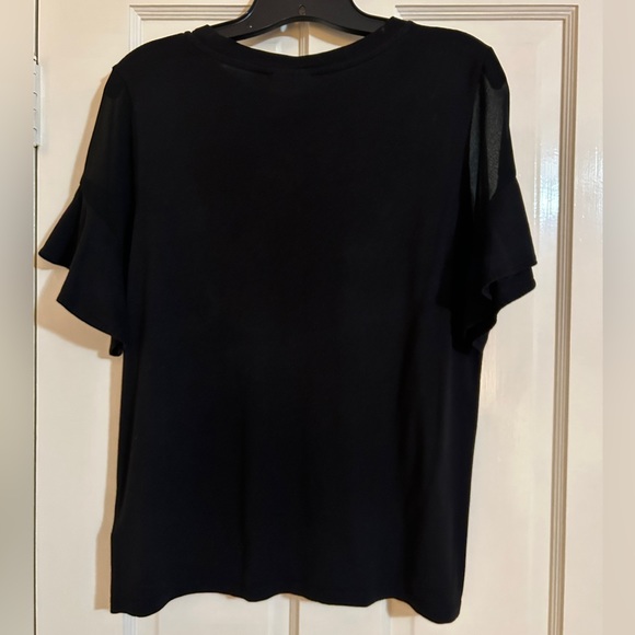 Top Shop Black T-Shirt with See Through Flared Sleeves. Size 10. - Picture 4 of 7